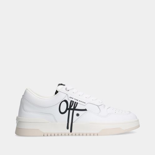 Off the pitch full-stop coated leather witte heren sneakers