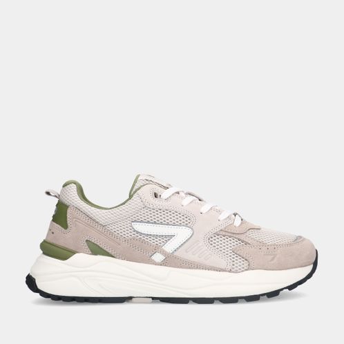 HUB Grid-M S48 Light Beige/Off White/Moss Green heren sneakers