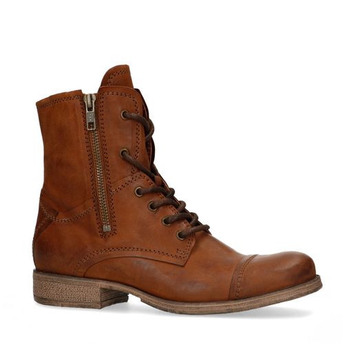 Combat boots en cuir - marron 