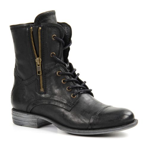 Combat boots en cuir - noir 