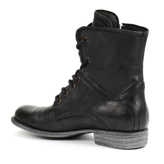 Combat boots en cuir - noir 