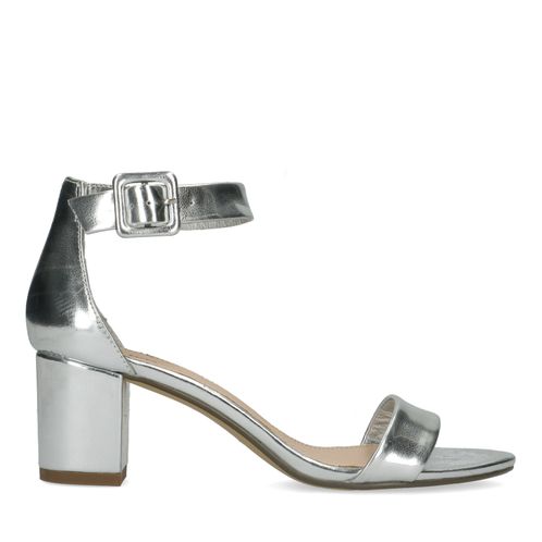 Zilverkleurige metallic sandalen met hak