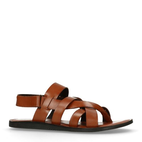 Cognac leren sandalen