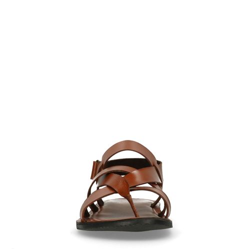 Cognac leren sandalen