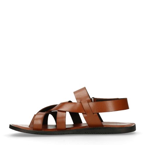 Cognac leren sandalen