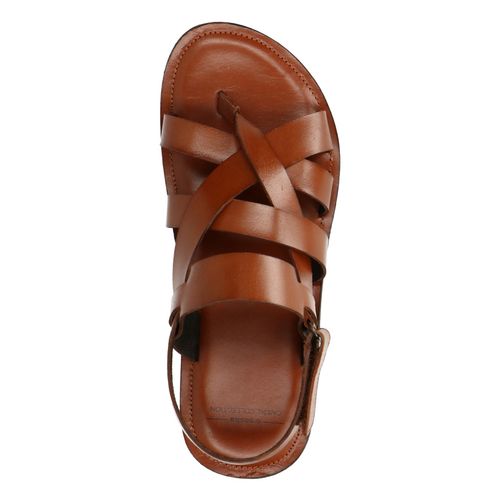 Cognac leren sandalen