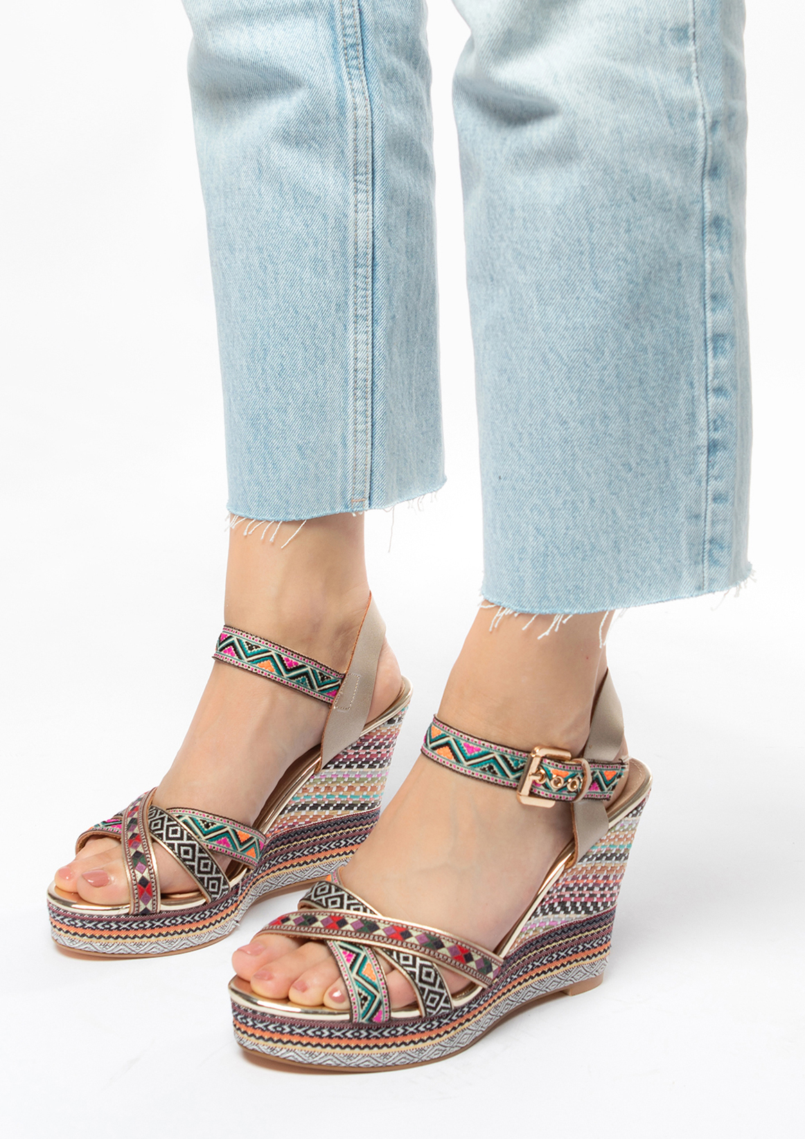 soort Toeschouwer Gewoon Roze sleehak sandalen met print | Sandalen met hak | Sacha | Sacha