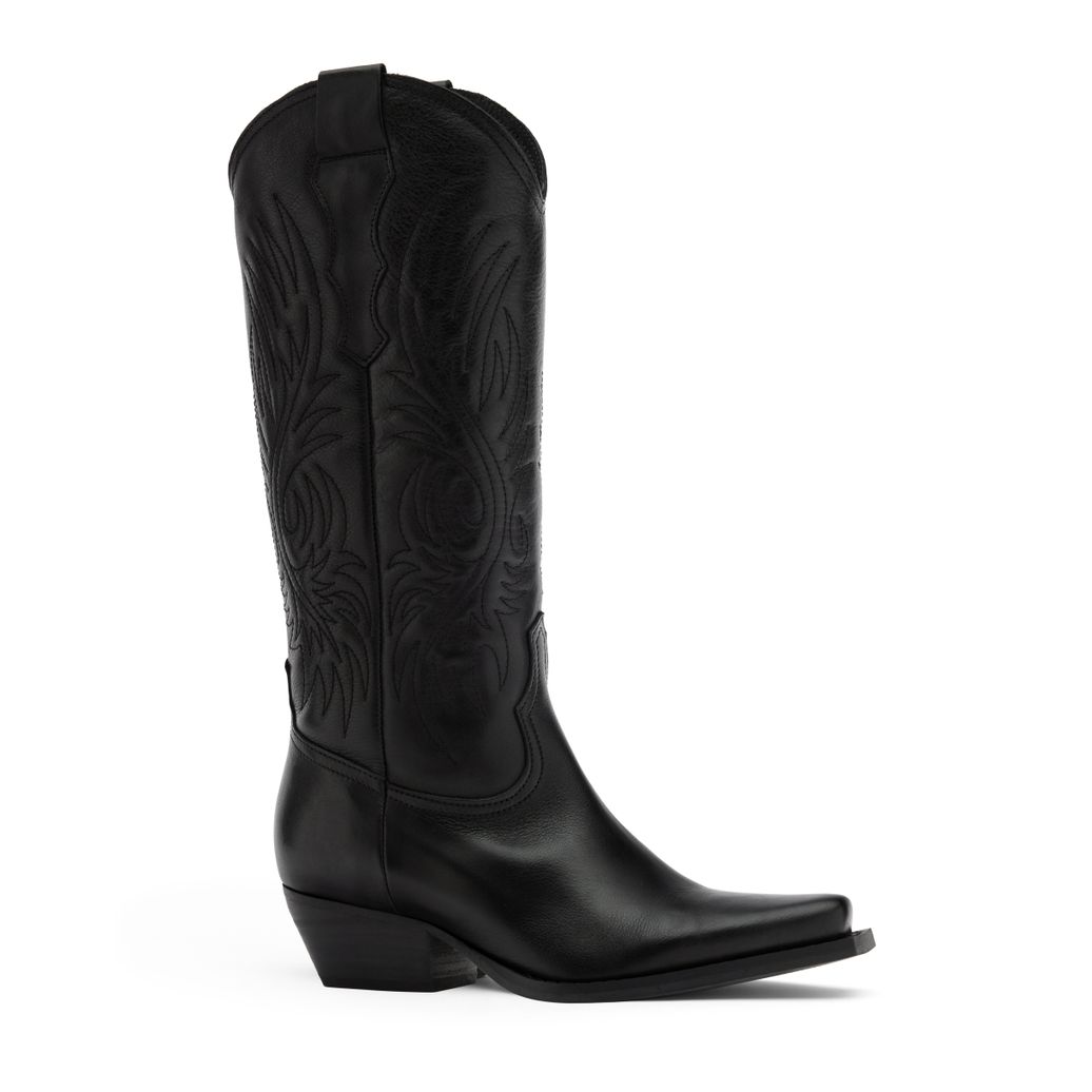 Zwarte leren cowboylaarzen