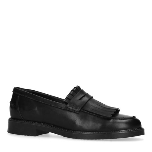 Loafers en cuir avec franges - noir