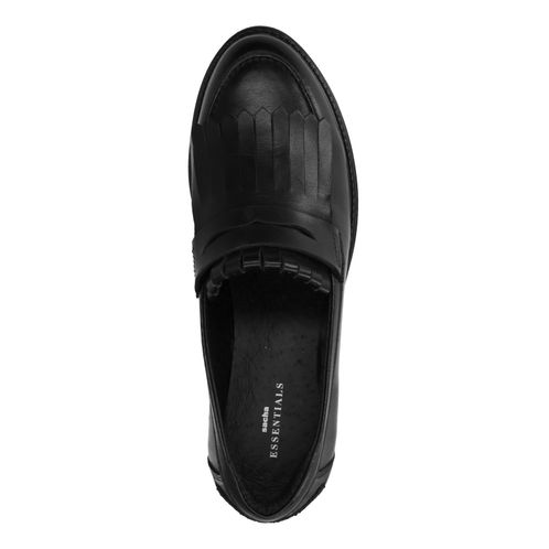 Loafers en cuir avec franges - noir