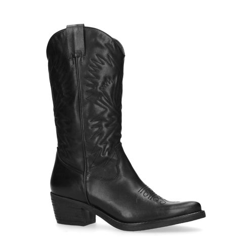 Zwarte cowboylaarzen met sierstiksels