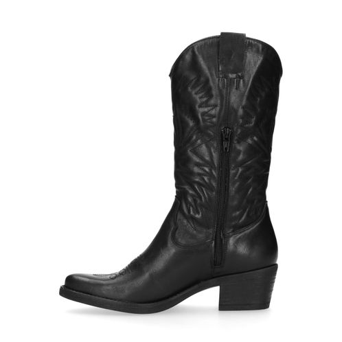Zwarte cowboylaarzen met sierstiksels