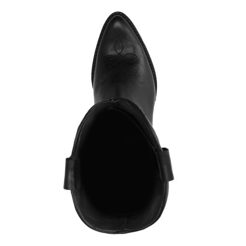 Santiags en cuir avec surpiqûres décoratives - noir