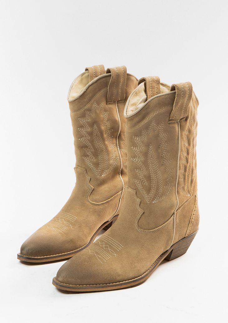 Taupe suède cowboylaarzen