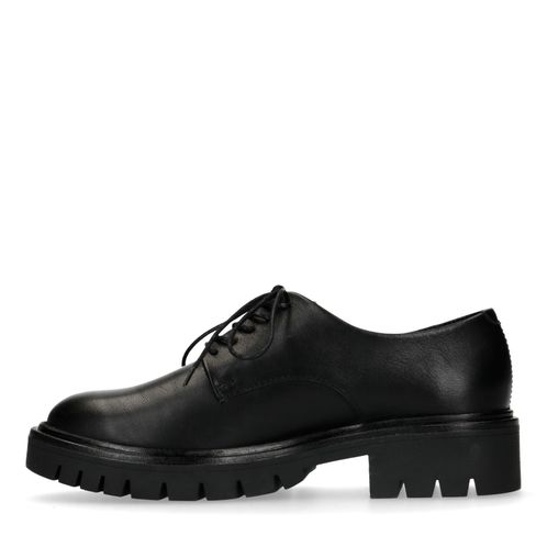 Chaussures à lacets en cuir avec semelle plateforme - noir 