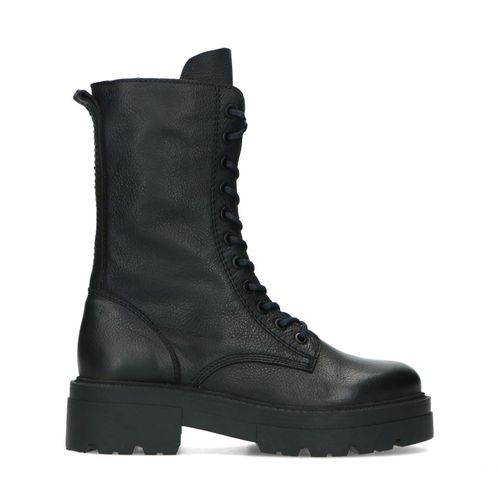 Bottines motardes en cuir - noir