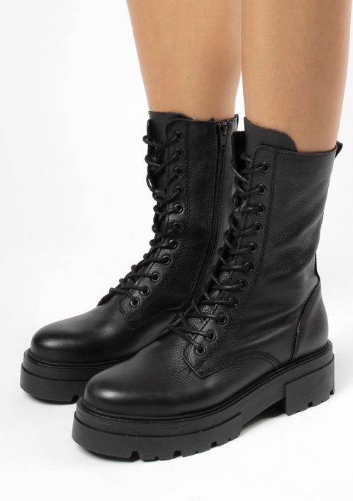 Zwarte leren biker boots