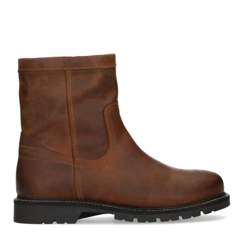 Boots en cuir avec fausse fourrure - marron