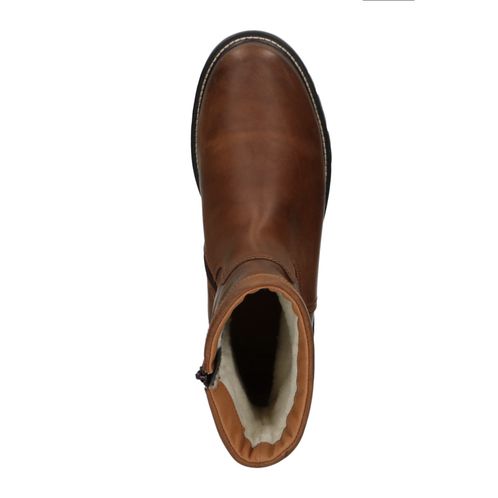 Boots en cuir avec fausse fourrure - marron