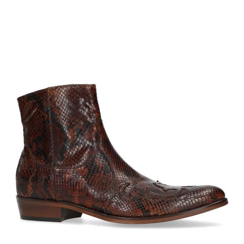 Bruine western boots met snakeskin