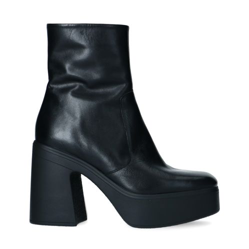 Bottines compensées en cuir - noir