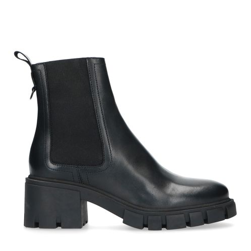 Chelsea boots en cuir avec talon cubain - noir