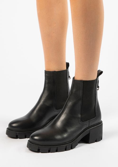 Chelsea boots en cuir avec talon cubain - noir
