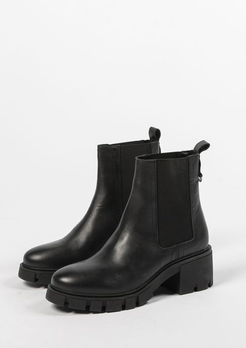 Chelsea boots en cuir avec talon cubain - noir