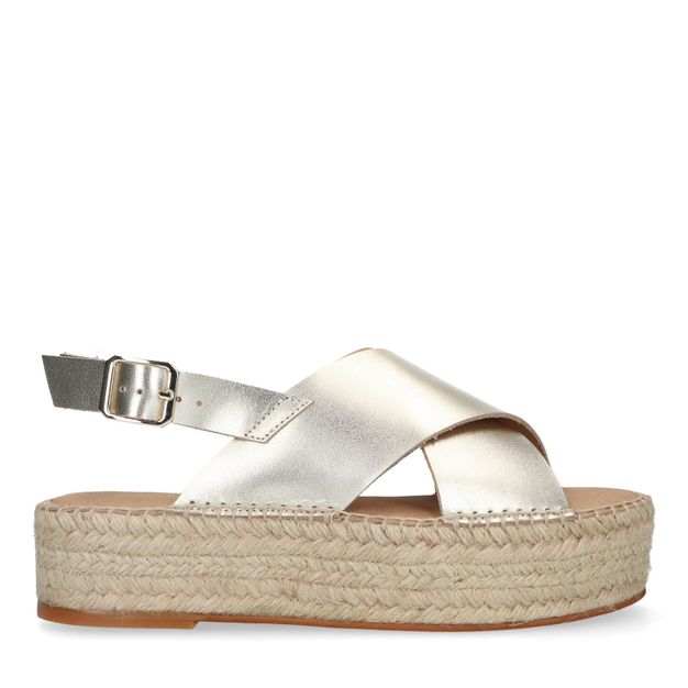 Goudkleurige leren plateau sandalen