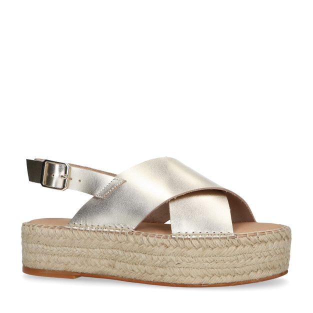 Goudkleurige leren plateau sandalen