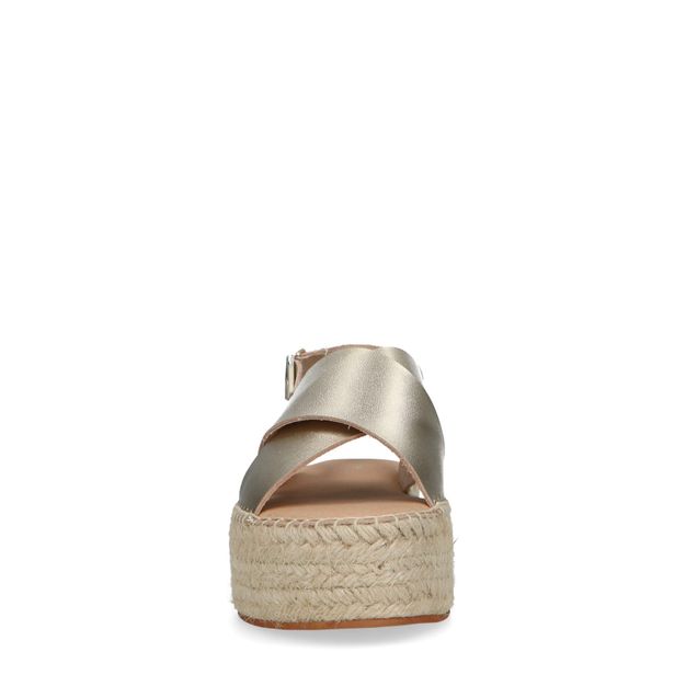 Goudkleurige leren plateau sandalen