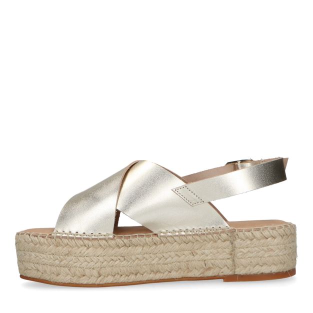 Goudkleurige leren plateau sandalen