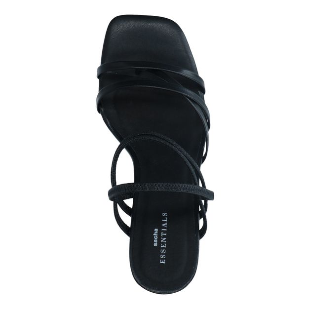 Sandales à talon avec bandes - noir