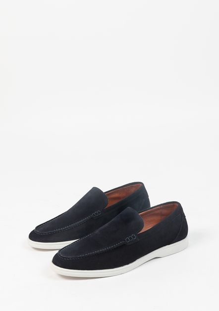 Donkerblauwe suède loafers 