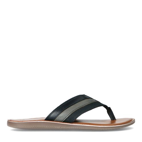Blauwe slippers met gestreepte band