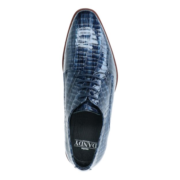 Chaussures à lacets en cuir avec imprimé - bleu foncé