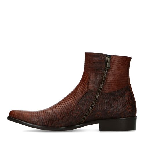 Bruine western boots met snakeskin