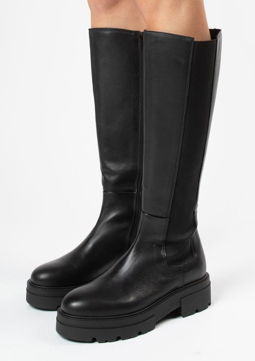 Hoge zwarte leren chelsea boots