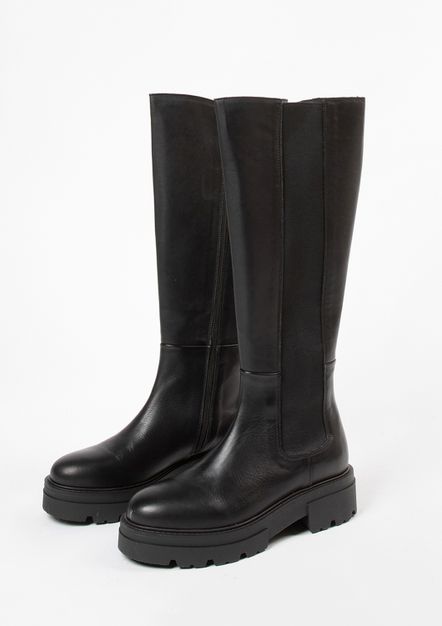 Chelsea boots hautes en cuir - noir