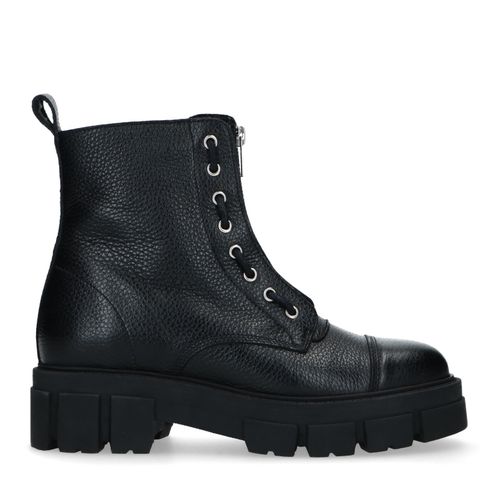 Zwarte leren biker boots met rits