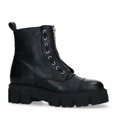 Zwarte leren biker boots met rits