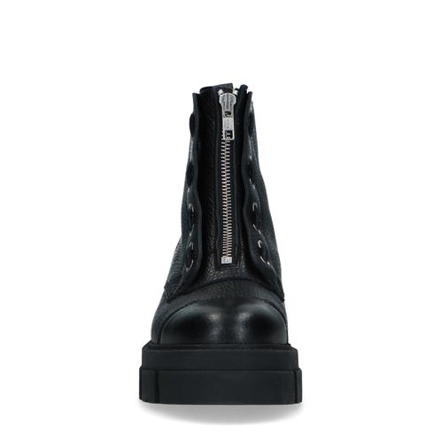 Zwarte leren biker boots met rits