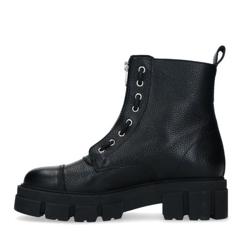 Zwarte leren biker boots met rits