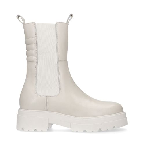 Latte leren chelsea boots met detail