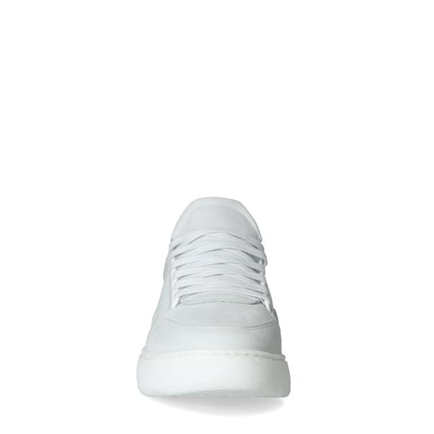 Weiße Nubuk-Sneaker mit blauem Detail