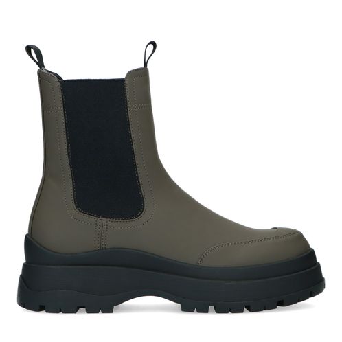 Khaki chelsea boot met grove zool