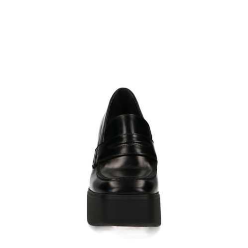 Loafers en cuir avec semelle plateforme - noir