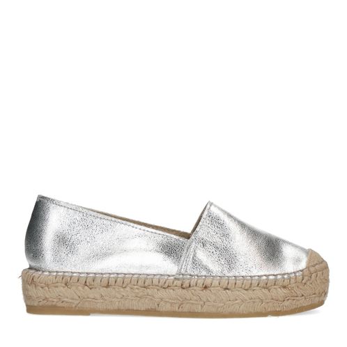 Espadrilles plateforme en cuir - argentées