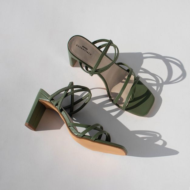 Sandales à talon avec bandes - vert