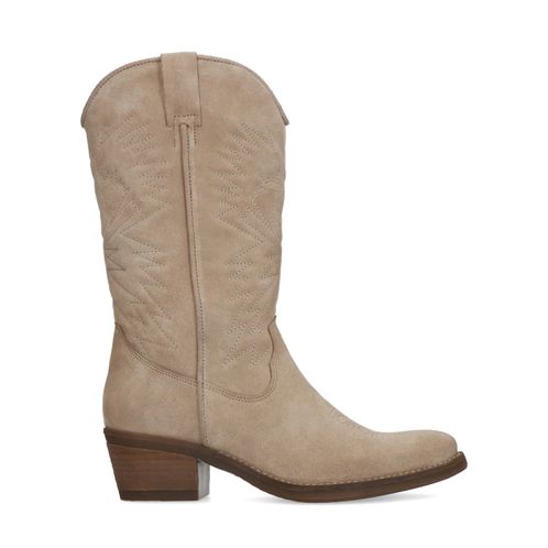 Taupe suède cowboy laarzen 